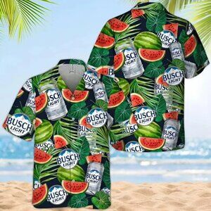 Watermelon & Beer Tropical Shirt – Summer Beach Button-Up